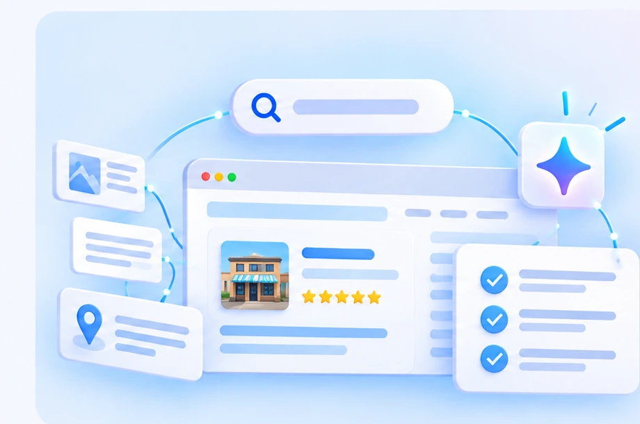 AI search, website and business visibility illustration