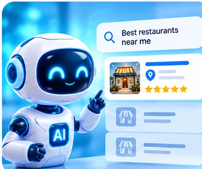AI assistant helping a business appear in relevant search and recommendation results